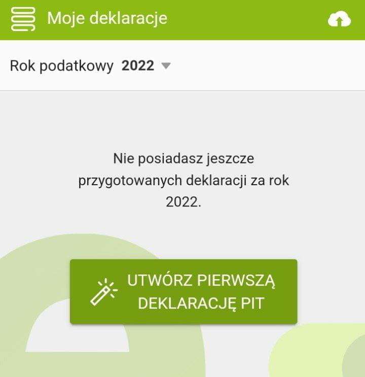 Главный экран e-pity с кнопкой создания новой декларации