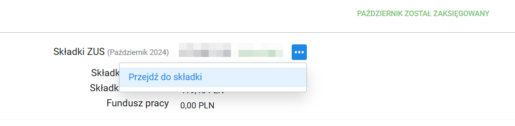 inFakt: список складок ZUS, ссылка Przejdź do składki