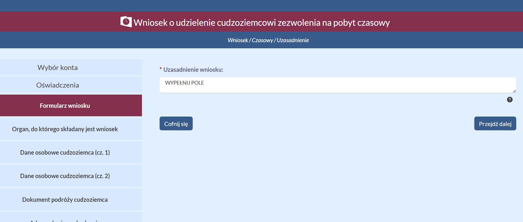Uzasadnienie wniosku