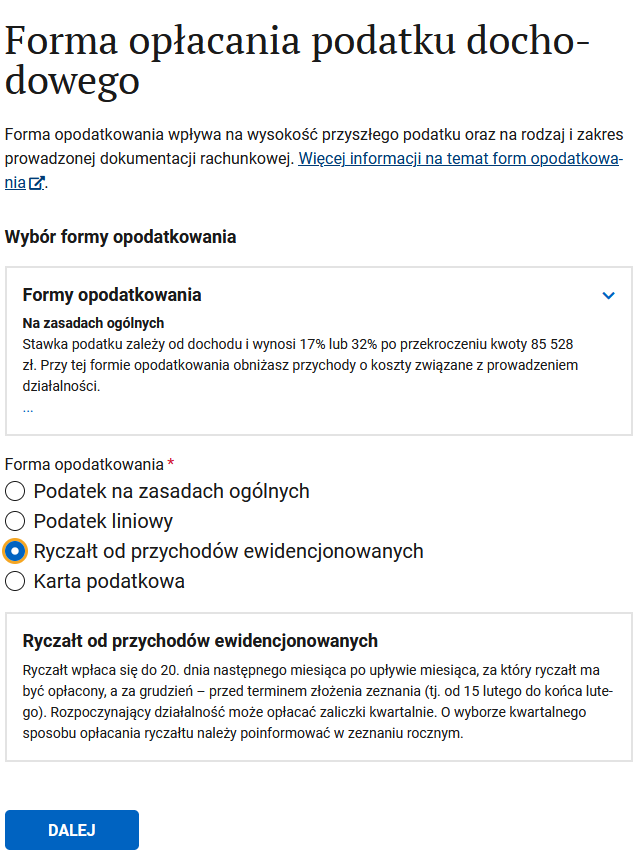 Шаг Forma opłacania podatku dochodowego: варианты системы налогообложения