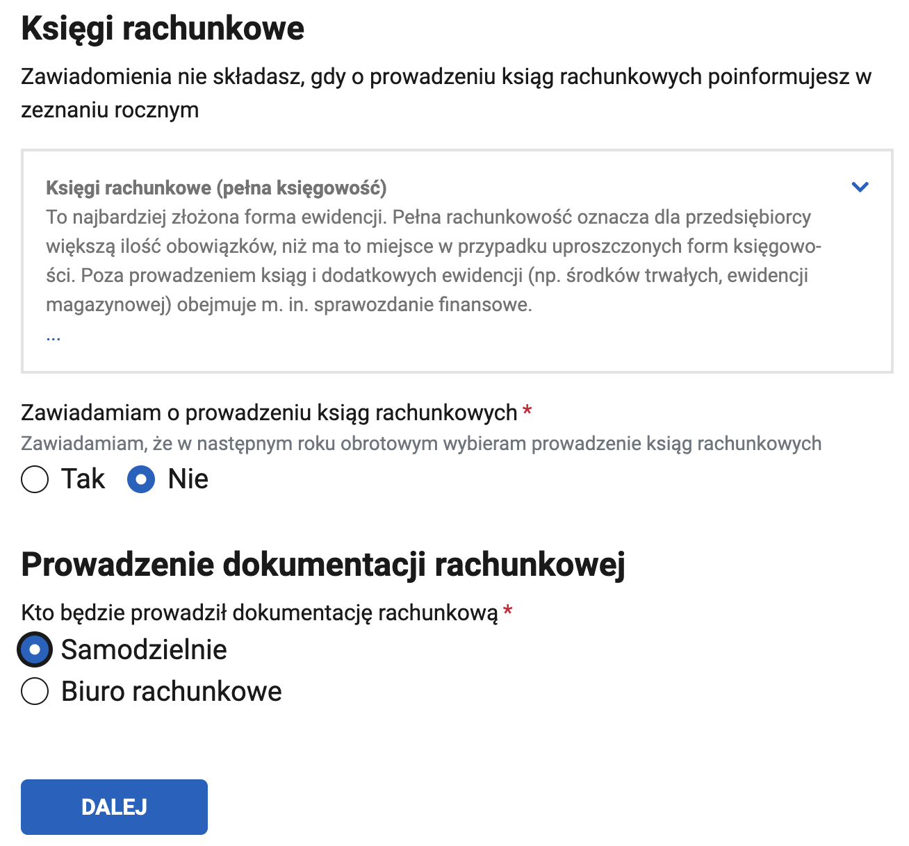 Шаг Dokumentacja rachunkowa: кто будет вести бухгалтерию