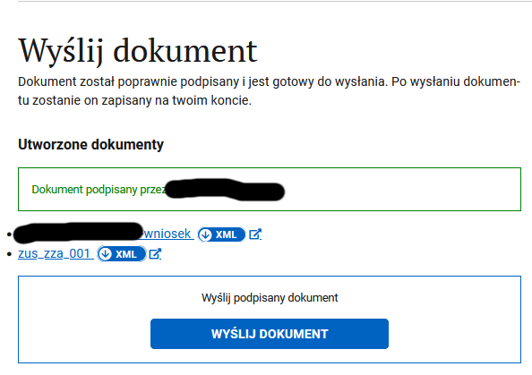 Отправка подписанного заявления в CEIDG