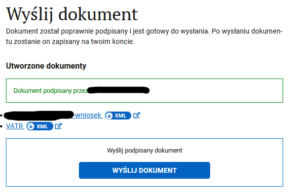 Кнопка отправки подписанного документа