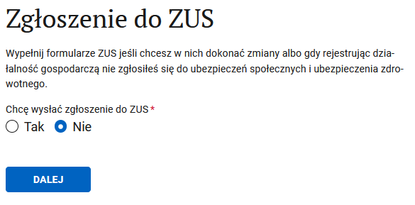 Раздел изменения данных ZUS