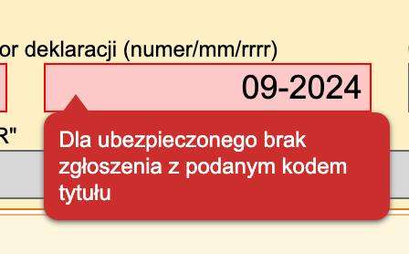 Сообщение «dla ubezpieczonego brak zgłoszenia z podanym kodem tytułu»