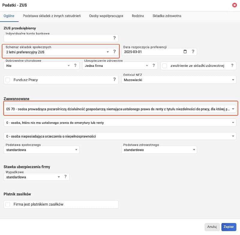2-letni preferencyjny ZUS